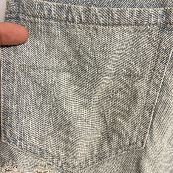 3- WORLD WIDE LOVE Light Wash Distressed Chambray Bib Overall - Picture 7 of 9